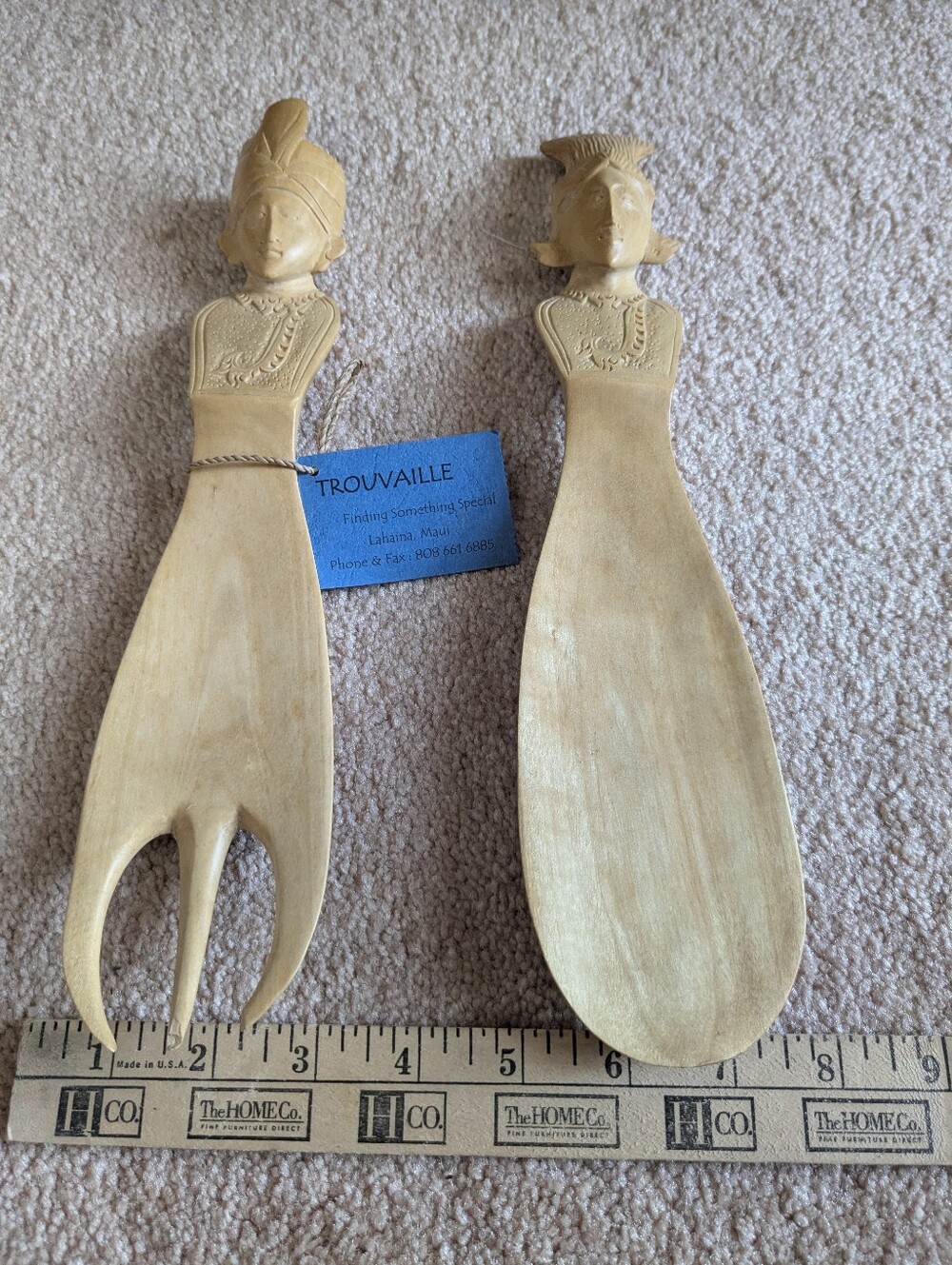 Trovaillé Carved Wood Serving Spoon & Fork - Natural Woodade In Indonesia